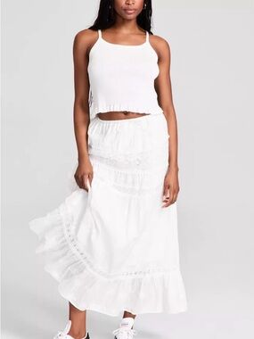 White Lace-Trim Maxi Skirt - Women